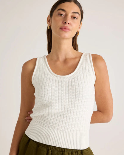 100% Organic Cotton Waffle Cropped Sweater Tank - US 3079