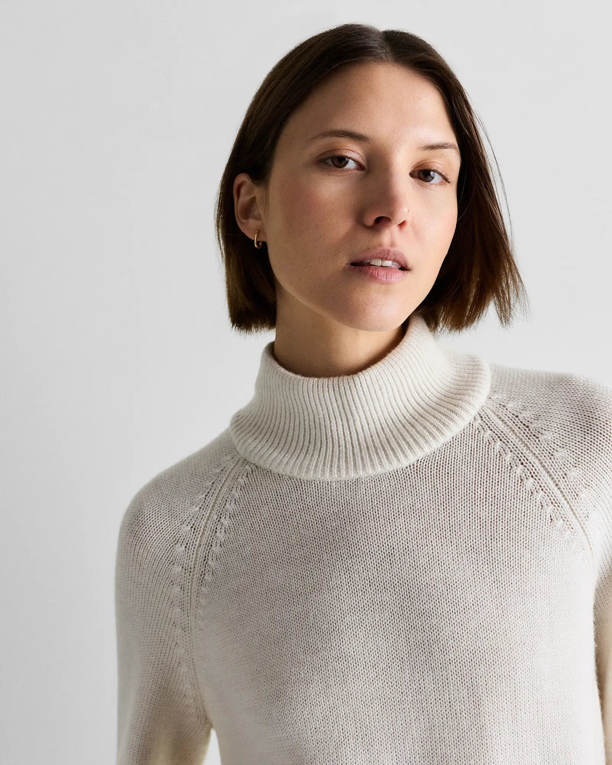Australian Merino Wool Cropped Mock Neck Sweater - US 1660