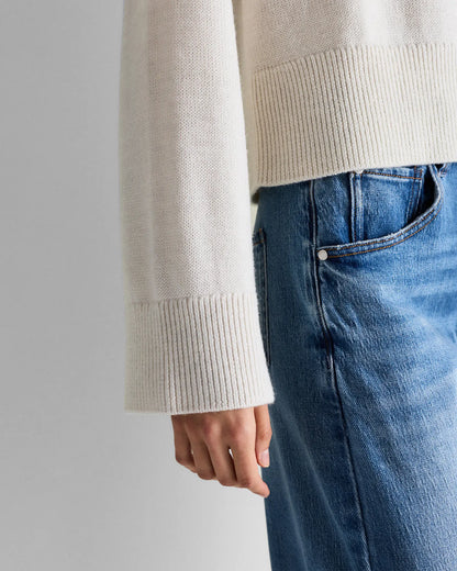 Australian Merino Wool Cropped Mock Neck Sweater - US 1660