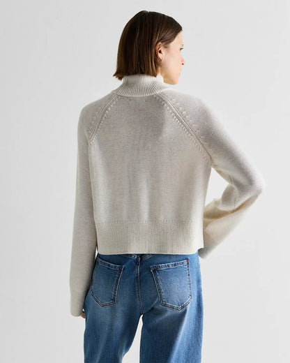 Australian Merino Wool Cropped Mock Neck Sweater - US 1660