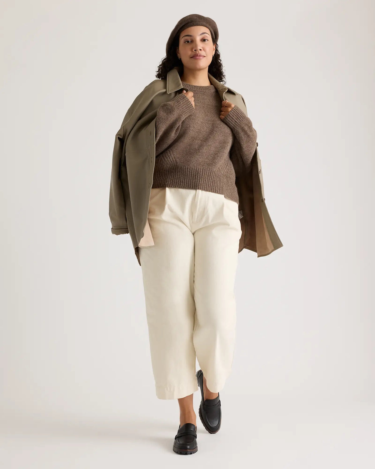 100% Yak Wool Pointelle Detail Relaxed Crew - US 8903