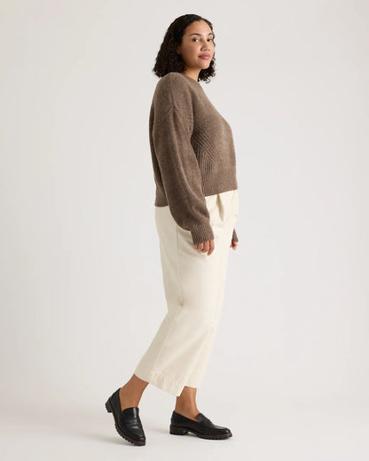 100% Yak Wool Pointelle Detail Relaxed Crew - US 8903