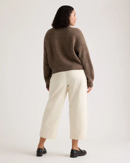 100% Yak Wool Pointelle Detail Relaxed Crew - US 8903
