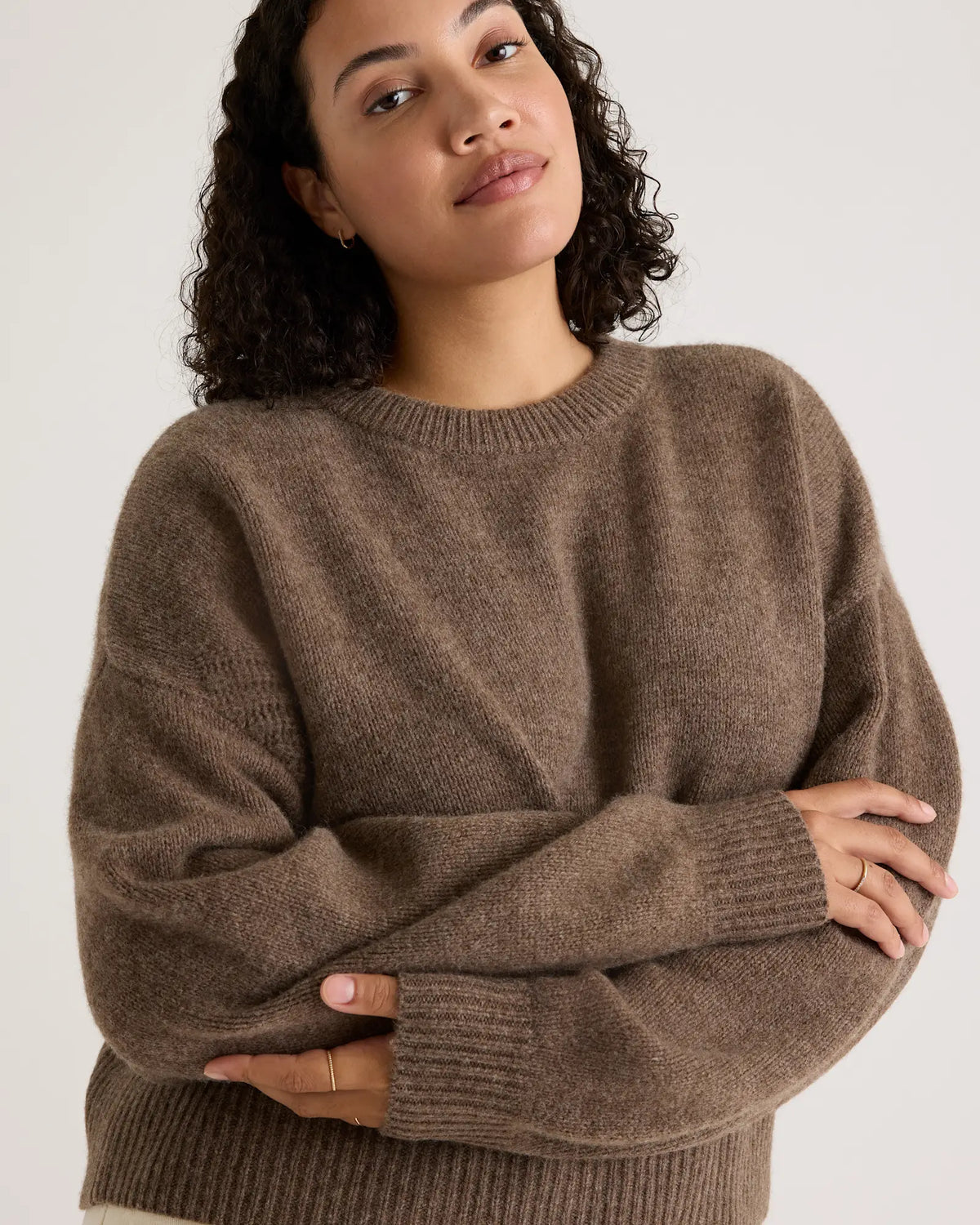 100% Yak Wool Pointelle Detail Relaxed Crew - US 8903