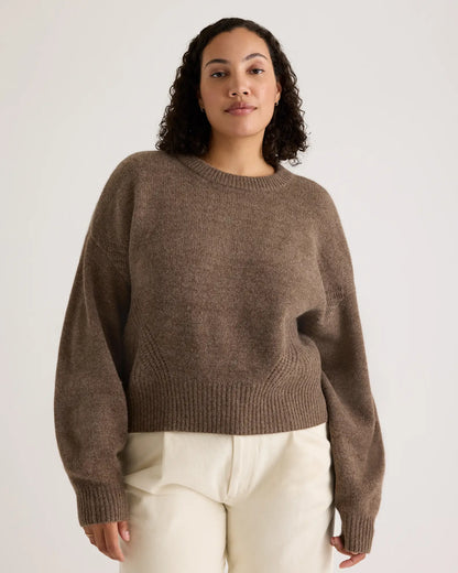100% Yak Wool Pointelle Detail Relaxed Crew - US 8903