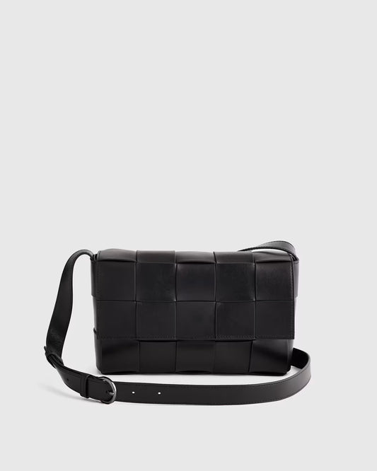 Italian Leather Handwoven Flap Crossbody - US 1295