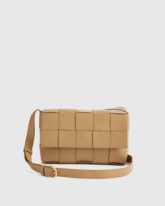 Italian Leather Handwoven Flap Crossbody - US 8346