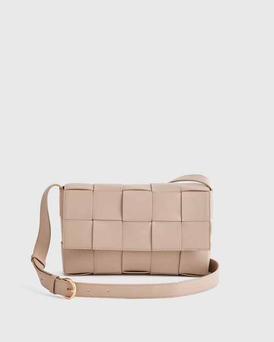 Italian Leather Handwoven Flap Crossbody - US 0482