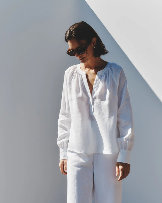 100% European Linen Peasant Top - US 2286