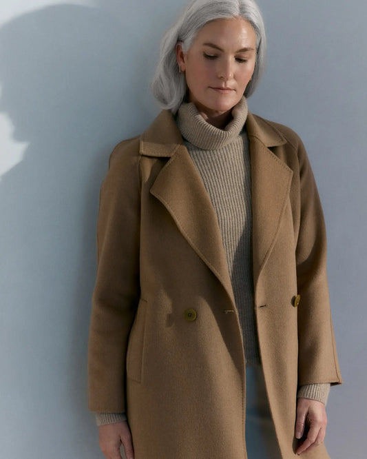 Double-Faced Merino Wool Notched Lapel Coat - US 7704