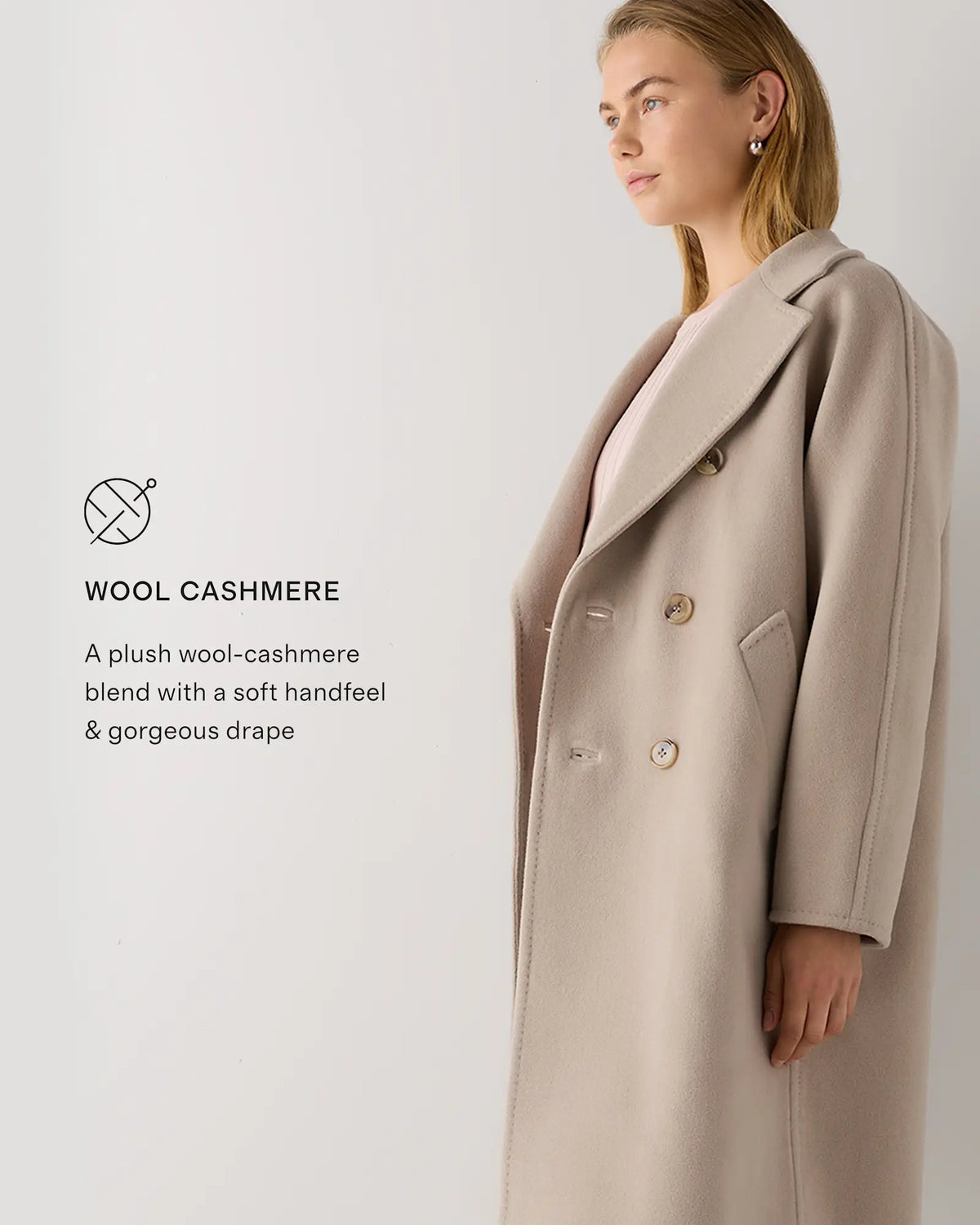 Wool Cashmere Double-Breasted Belted Long Coat - US 2881