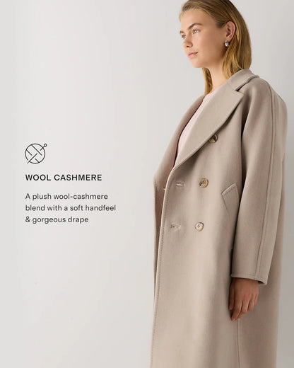 Wool Cashmere Double-Breasted Belted Long Coat - US 2881