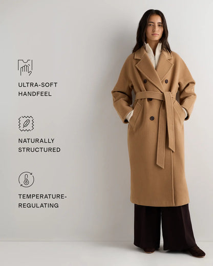 Wool Cashmere Double-Breasted Belted Long Coat - US 1838