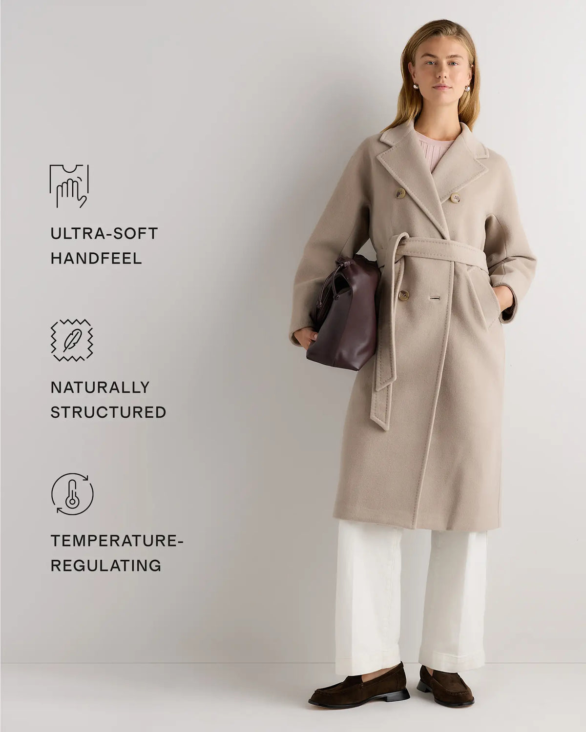 Wool Cashmere Double-Breasted Belted Long Coat - US 2881