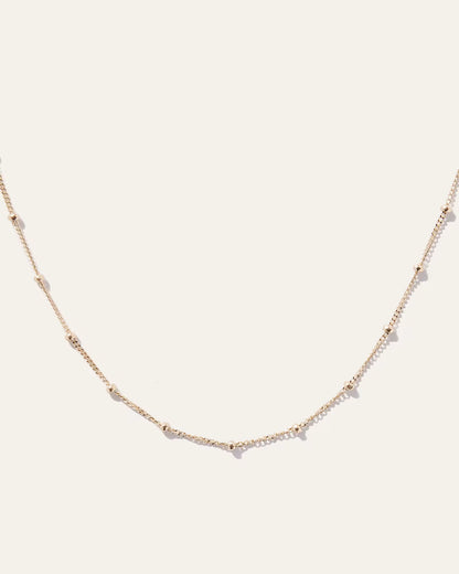 14k Gold Station Bead Choker - US 4946