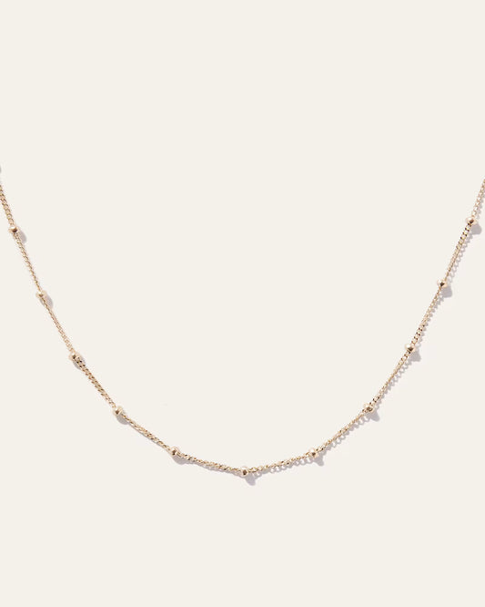 14k Gold Station Bead Choker - US 4946