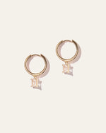 Emerald Cut Topaz Dangle Hoops - US 1983