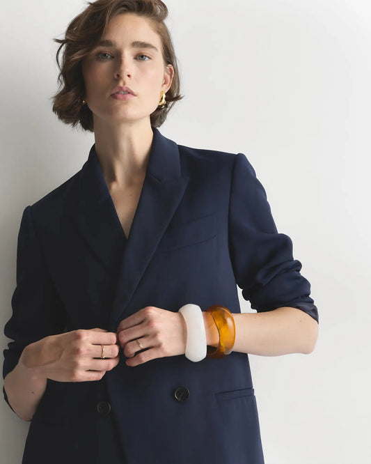 Stretch Crepe Relaxed Double-Breasted Blazer - US 1216