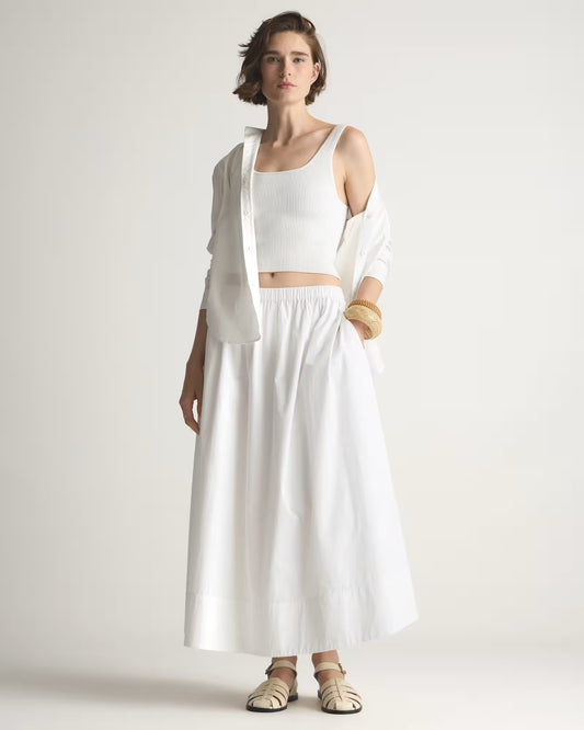 100% Organic Cotton Poplin A-line Maxi Skirt - US 6755