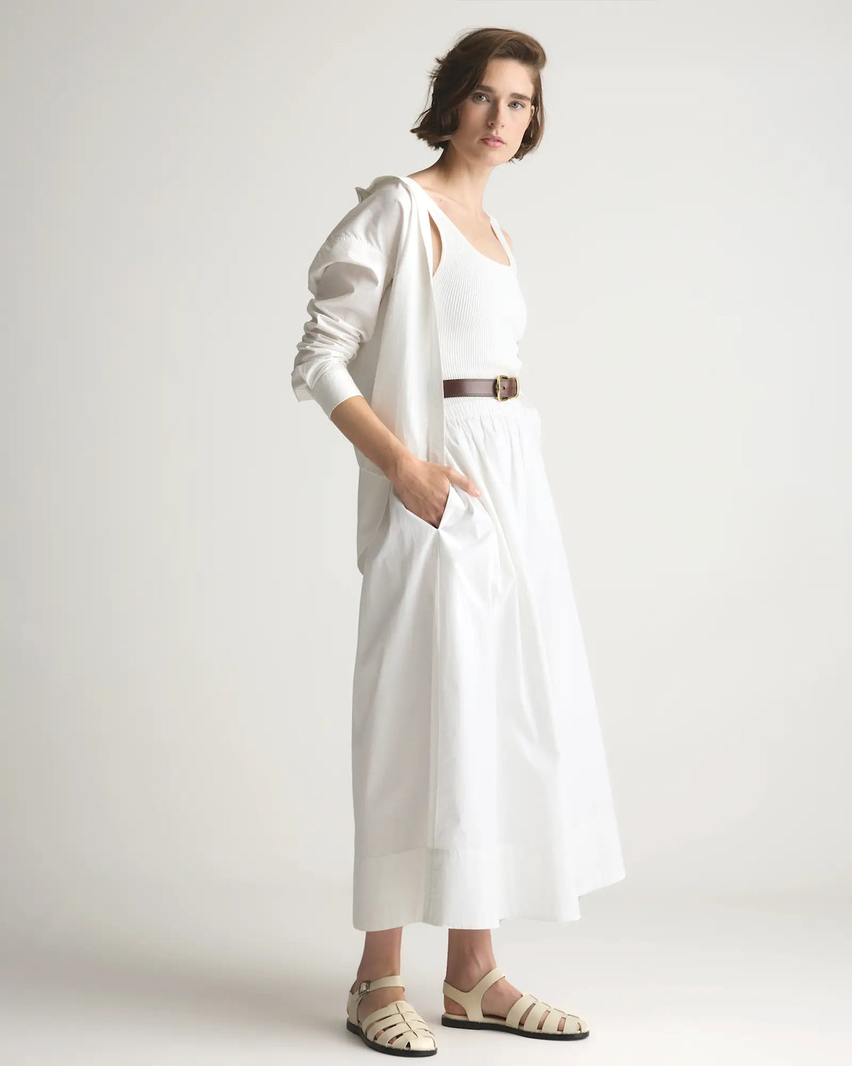 100% Organic Cotton Poplin A-line Maxi Skirt - US 2304
