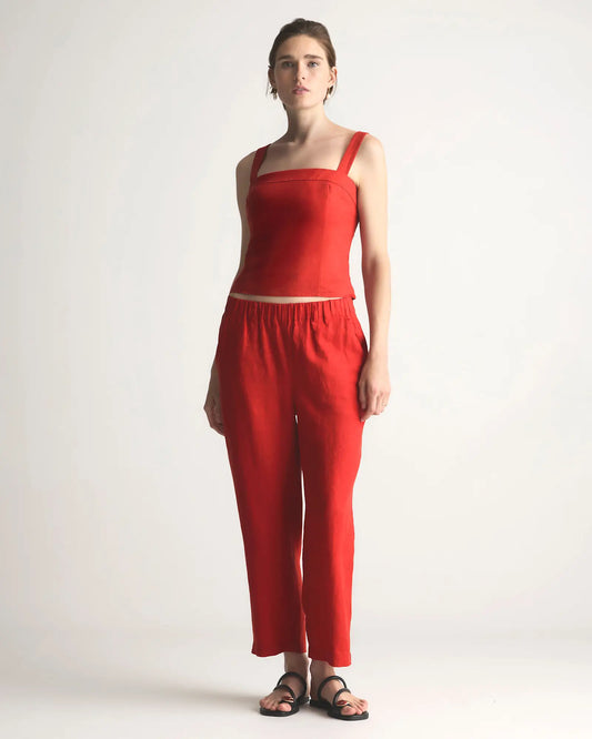 100% European Linen Fitted Tank - US 5418