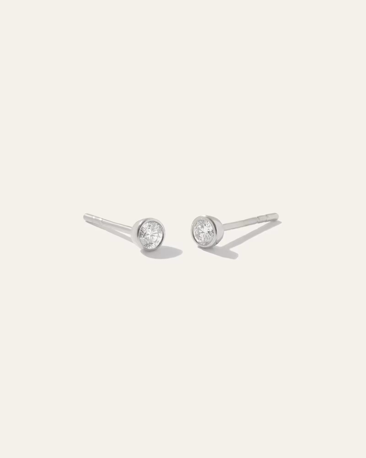 14K Gold Natural Diamond Tiny Bezel Studs - US 7832