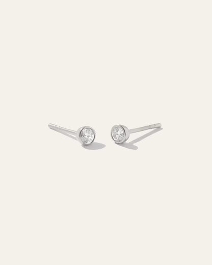 14K Gold Natural Diamond Tiny Bezel Studs - US 7832
