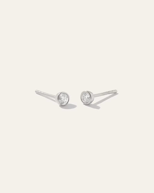 14K Gold Natural Diamond Tiny Bezel Studs - US 7832