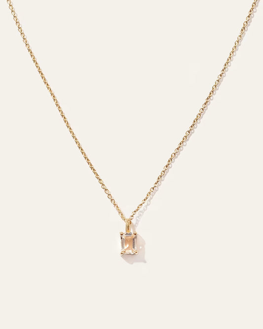 Emerald Cut Topaz Sol Pendant Necklace - US 4268