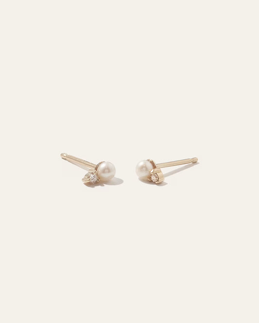 14K Gold Pearl and Diamond Petite Odette Studs - US 5506