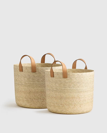 Handwoven Round Palm Baskets (Set of 2) - US 1819