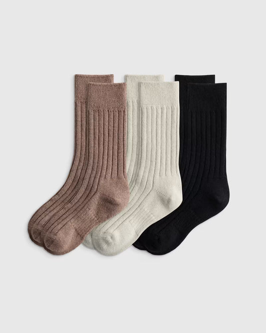 Merino Cashmere Blend Ribbed Crew Sock (3-Pack) - US 4101