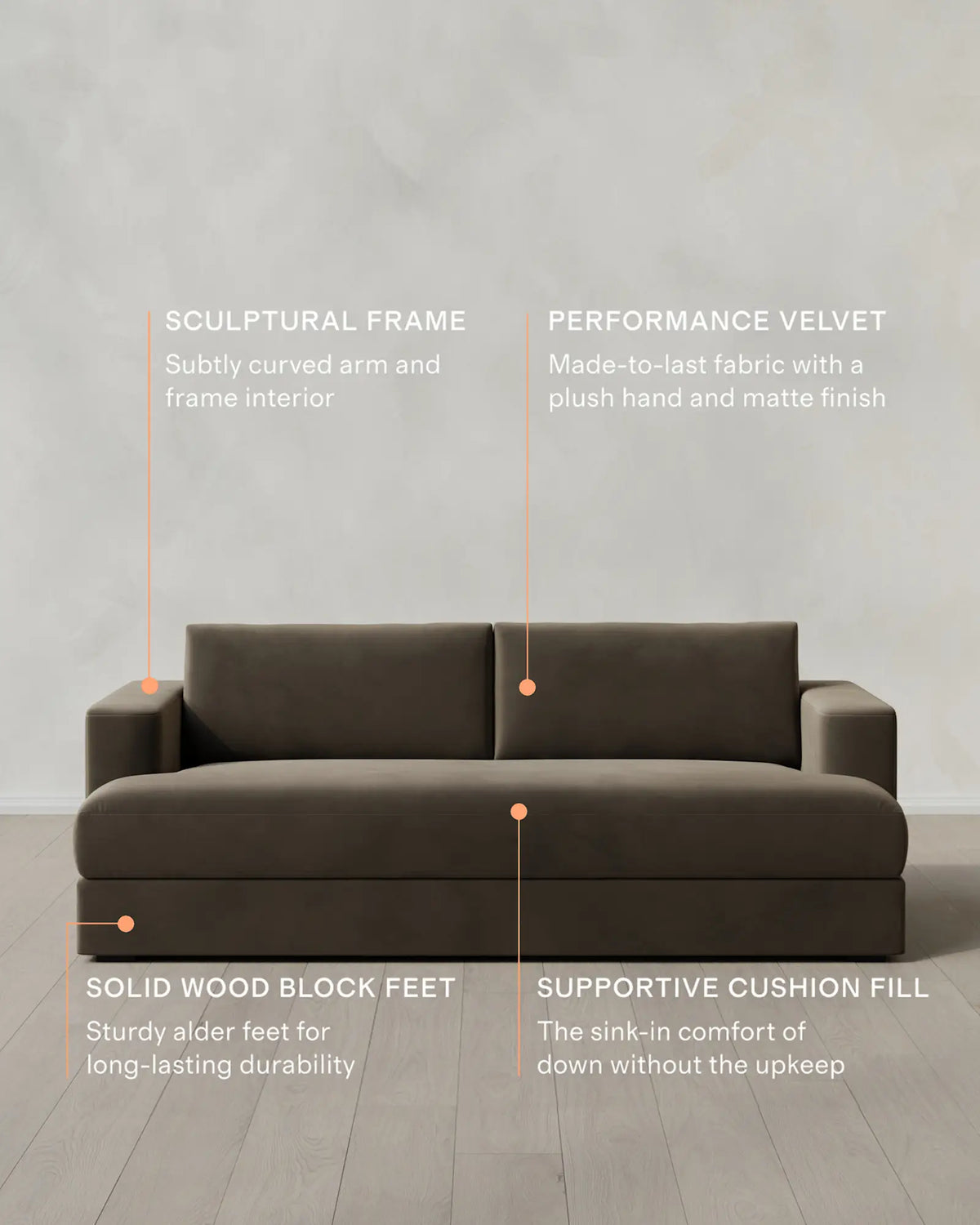 Sierra Curved Arm Sofa in Performance Velvet - US 2104