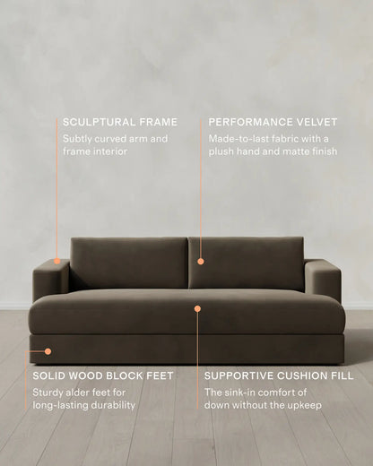 Sierra Curved Arm Sofa in Performance Velvet - US 2104