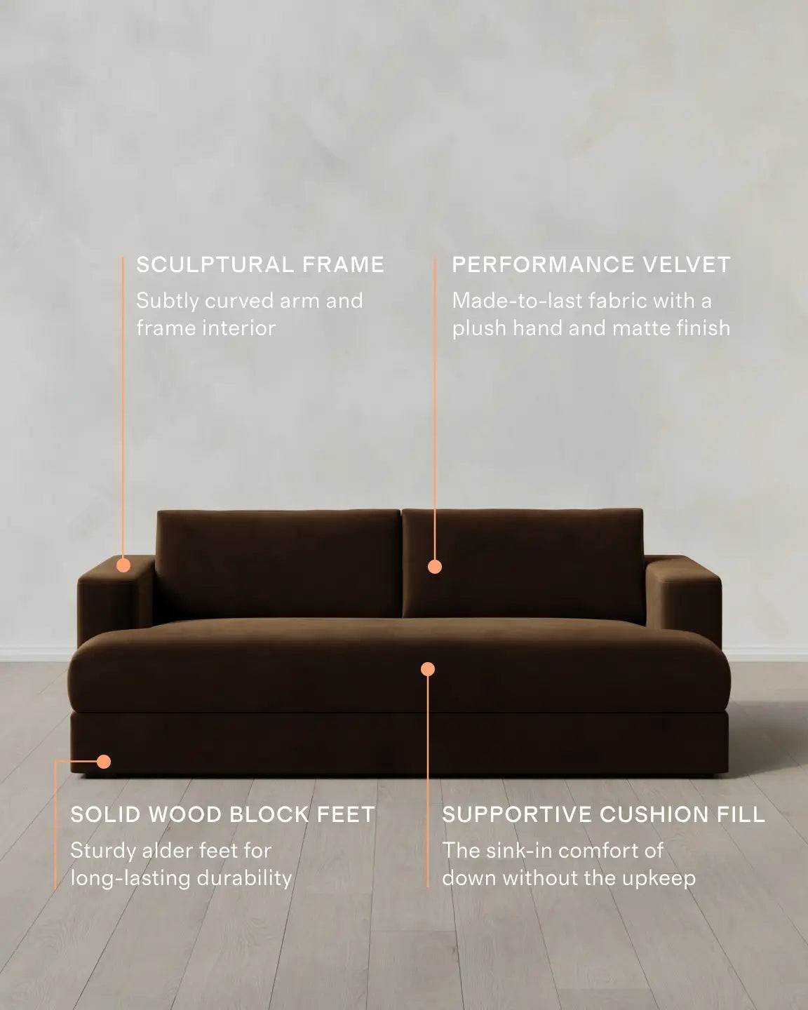 Sierra Curved Arm Sofa in Performance Velvet - US 5915