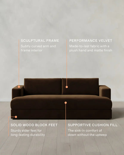 Sierra Curved Arm Sofa in Performance Velvet - US 5915